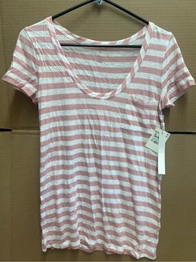 Caslon Pink & White Striped Scoop Tee
